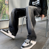 Men Jeans Ripped Jeans Men's Autumn Retro Loose Straight Trousers